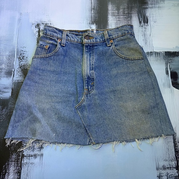 Levi's Dresses & Skirts - Vintage Levi’s Reworked Denim Mini Skirt Cutoff 28” Waist